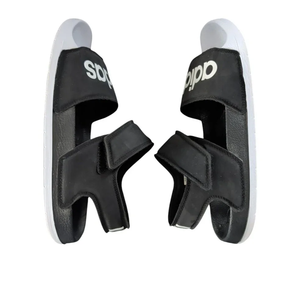 Adidas Adilette Black and White Slide Sandals Men's 8 Women's 9